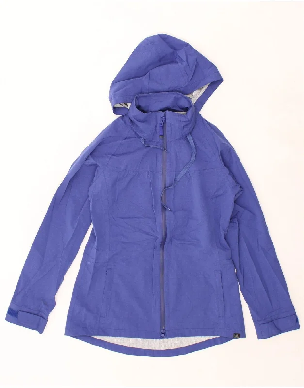 PRANA Womens Hooded Rain Jacket UK 14 Medium Blue Nylon