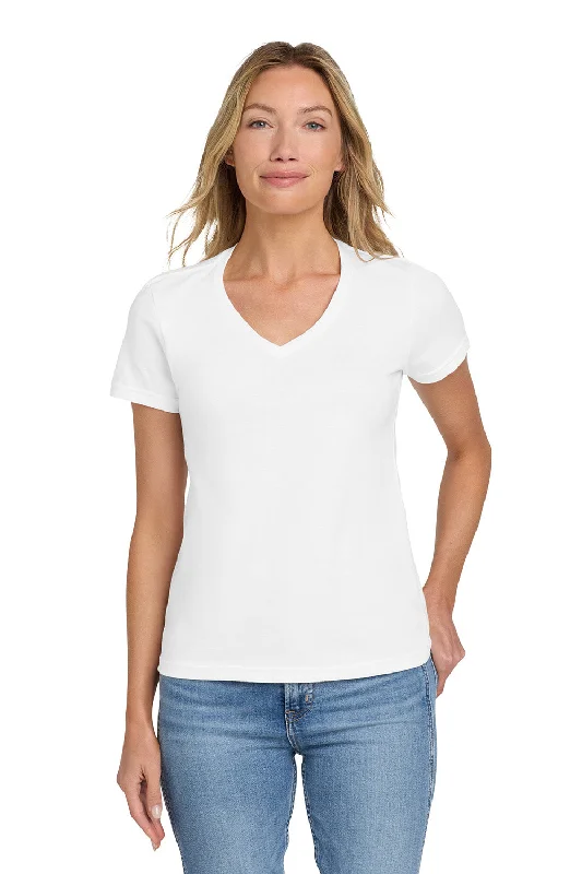 Gildan Womens Softstyle Short Sleeve V-Neck T-Shirt - White