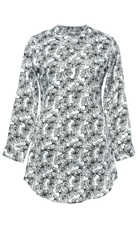 Basic Slip On Monochromatic Print Button Front Tunic With Pockets