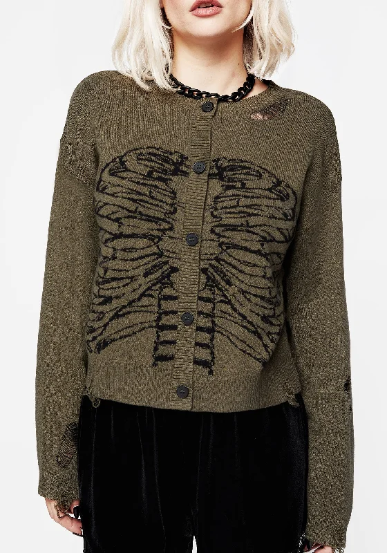 Vertebrae Graphic Knit Crop Cardigan