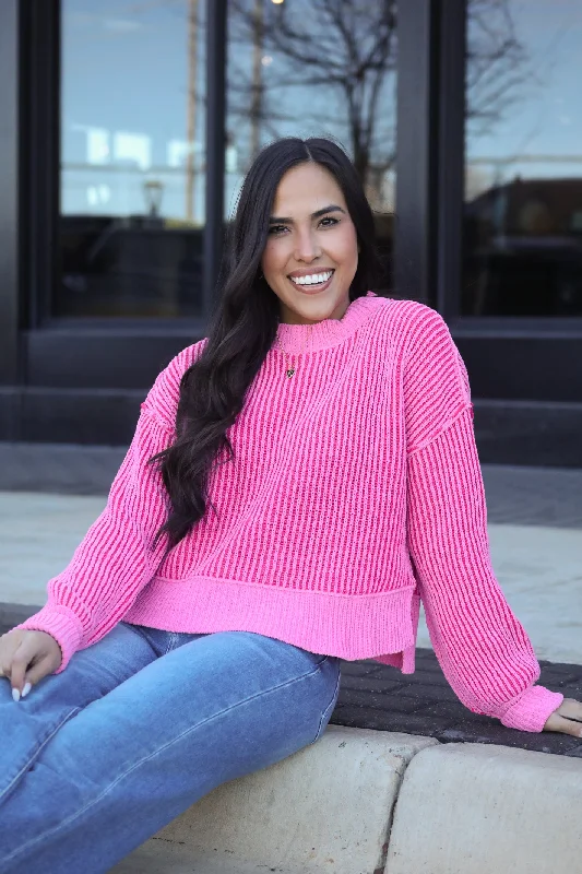 Sweet Memory Pink Ribbed Sweater