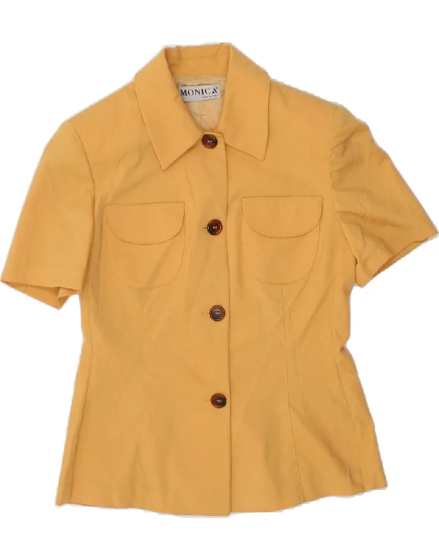 VINTAGE Womens Short Sleeve 4 Button Blazer Jacket IT 42 Medium Yellow