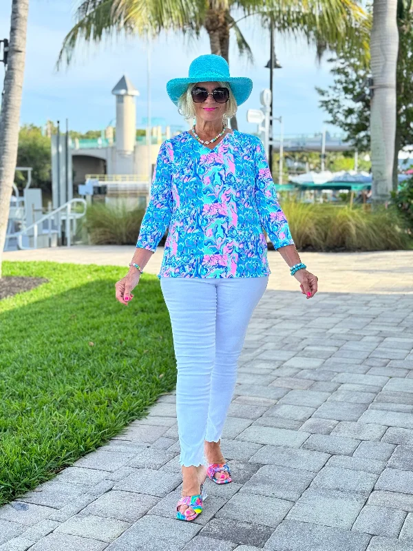 SPLASH OF PINK  V NECK TOP