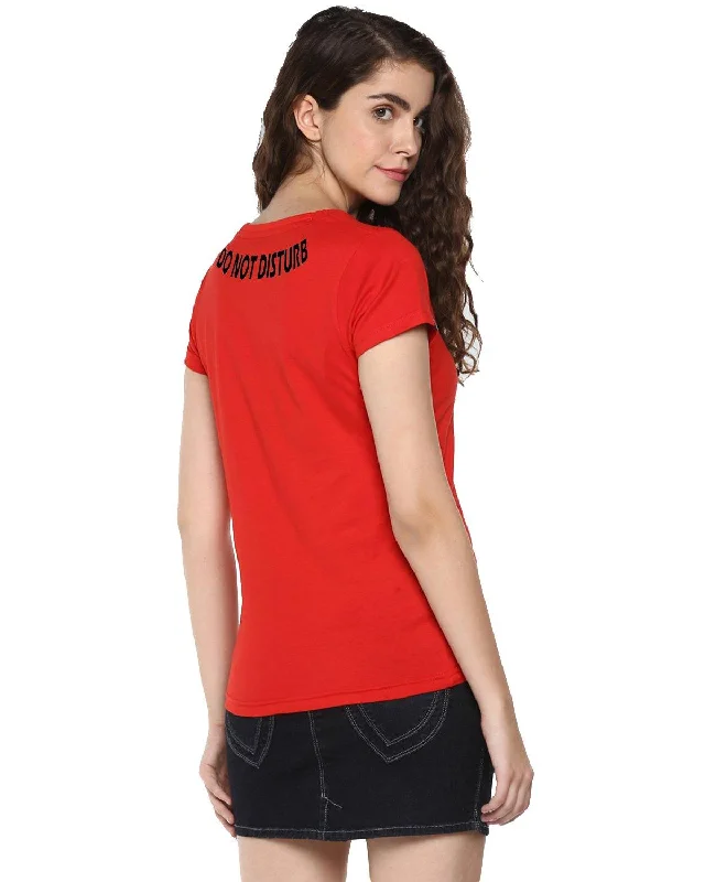 Womens Half Sleeve DND Printed Red Color Tshirts