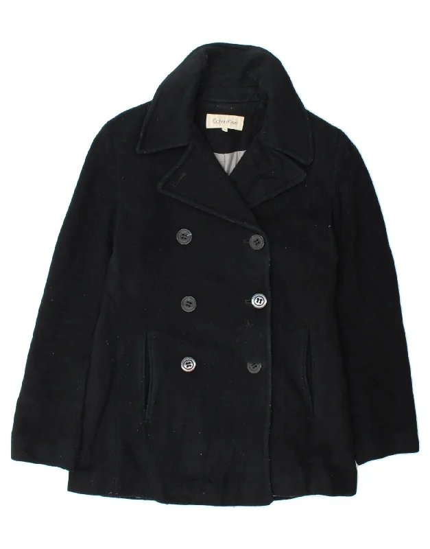 MICHAEL KORS Womens Pea Coat US 4 Small Black Wool