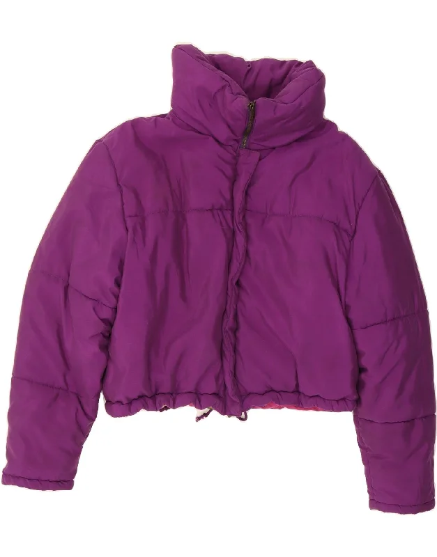 ARMANI JEANS Womens Crop Padded Jacket UK 16 Large Purple