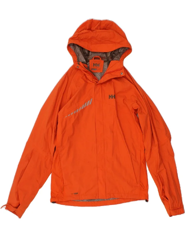 HELLY HANSEN Womens Hooded Rain Jacket UK 10 Small Orange Polyester