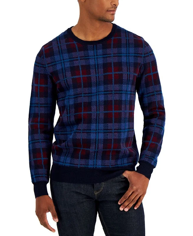 Club Room Men's Merino Plaid Sweater Blue Size XX-Large by Steals